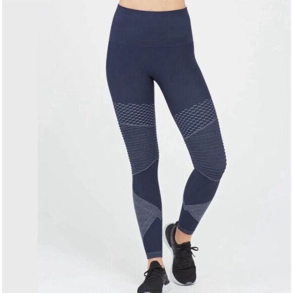 Spanx Women's Seamless Moto Leggings Indigo Sky Size Small SP Tummy Control - Picture 9 of 10